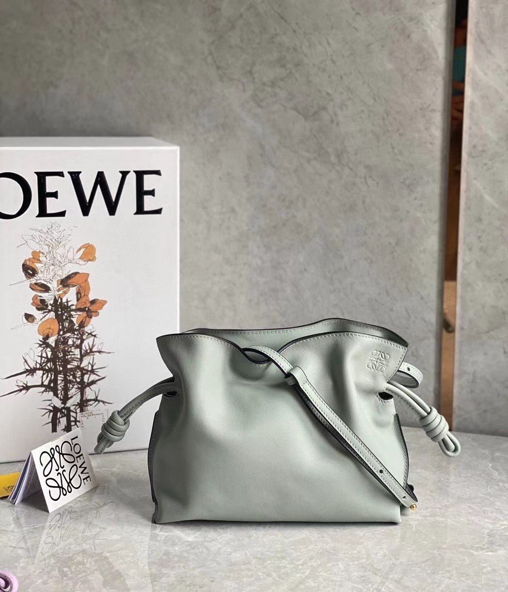 Loewe Mini Flamenco Clutch Bag In Ash Grey Calfskin