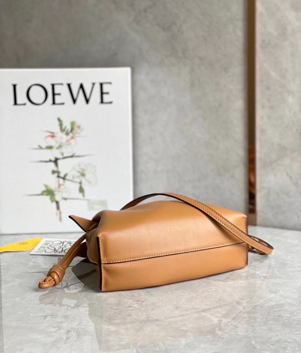 Loewe Mini Flamenco Clutch Bag In Brown Calfskin