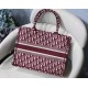 Dior Medium Book Tote Bag In Bordeaux Dior Oblique Embroidery