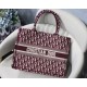 Dior Medium Book Tote Bag In Bordeaux Dior Oblique Embroidery