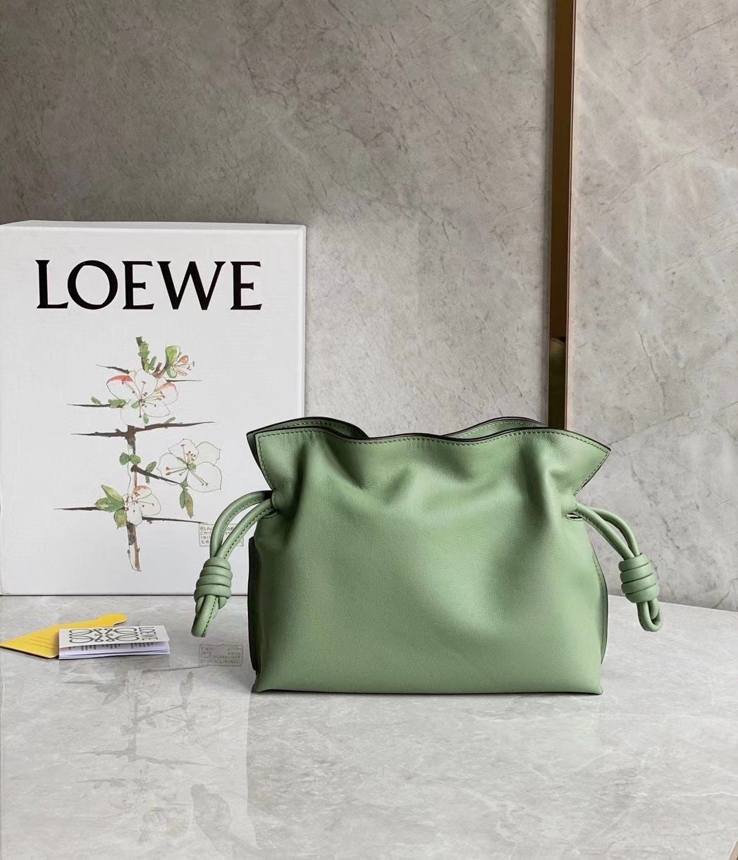 Loewe Mini Flamenco Clutch Bag In Rosemary Calfskin