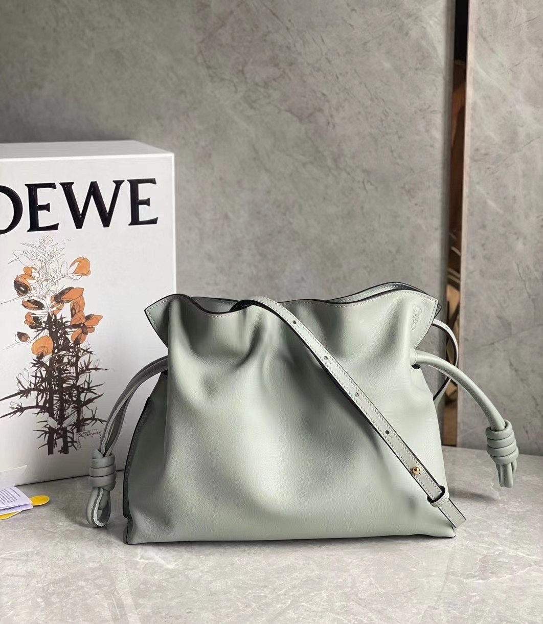 Loewe Flamenco Clutch Bag In Ash Grey Calfskin