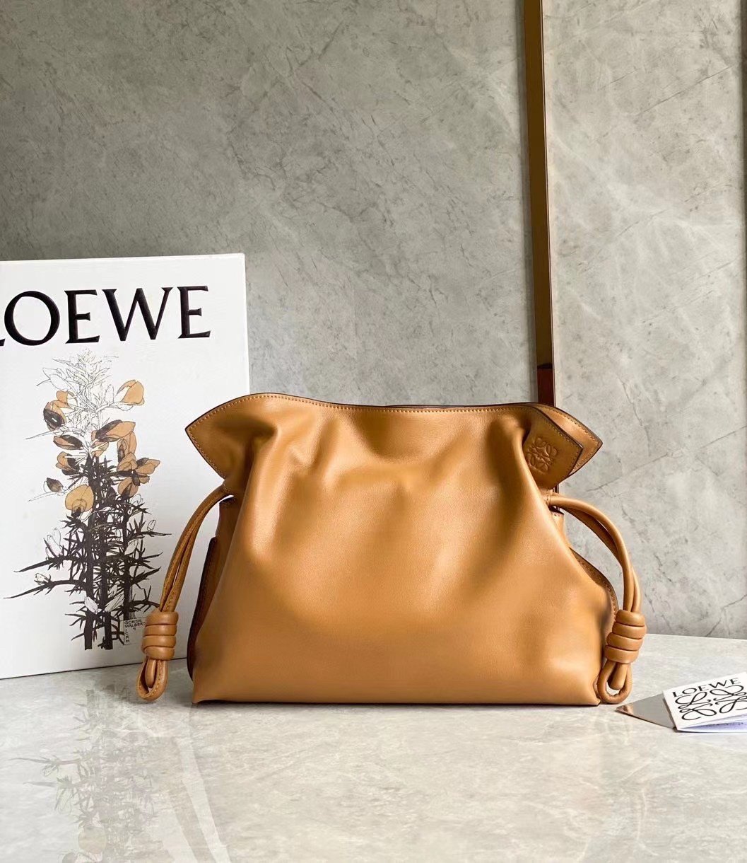 Loewe Flamenco Clutch Bag In Brown Calfskin