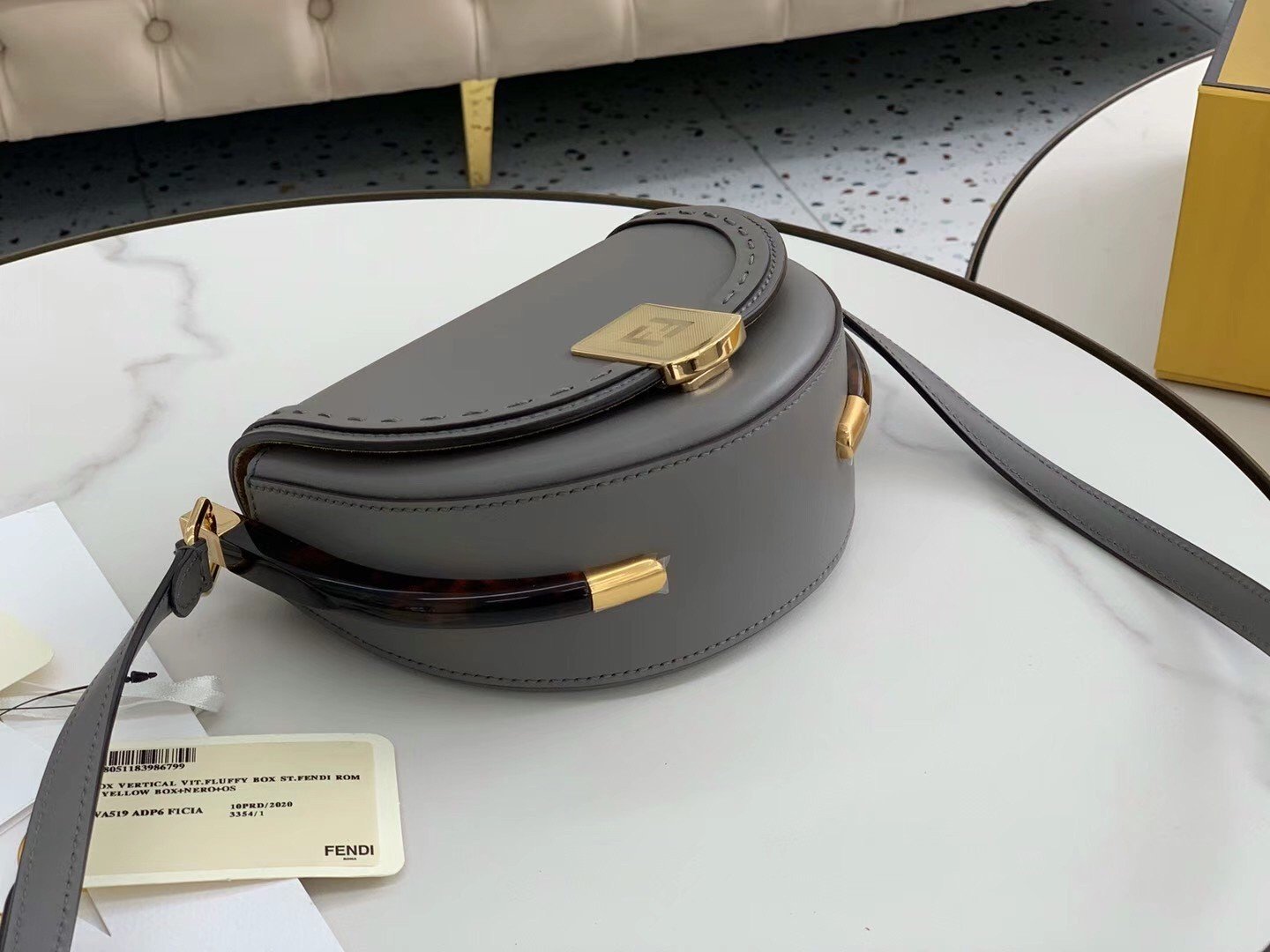 Fendi Moonlight Saddle Bag In Grey Calfskin