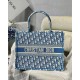 Dior Medium Book Tote Bag In Blue Oblique Embroidery