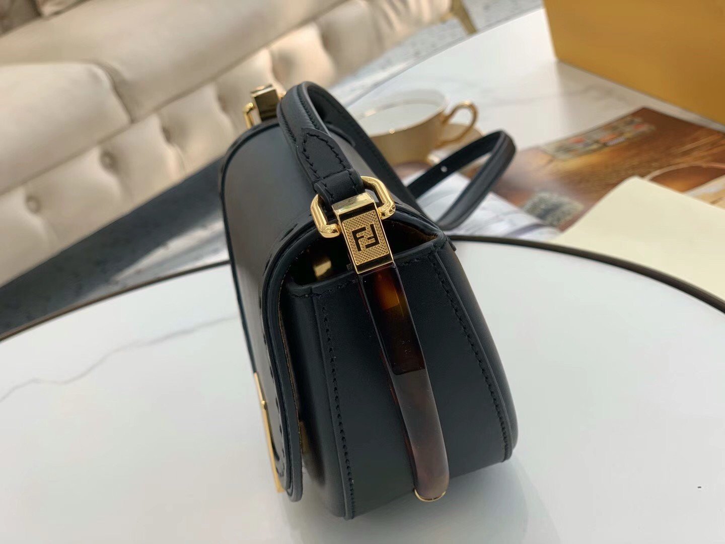 Fendi Moonlight Saddle Bag In Black Calfskin