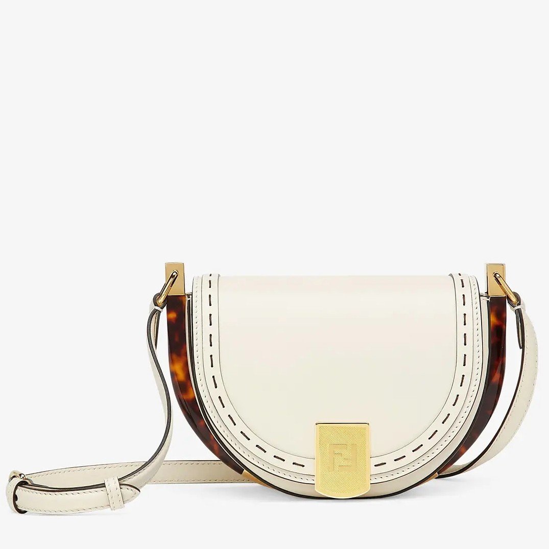 Fendi Moonlight Saddle Bag In White Calfskin