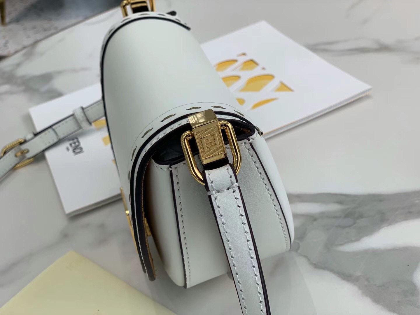 Fendi Moonlight Saddle Bag In White Calfskin