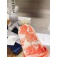 Dior Dway Slides In Bright Orange Toile de Jouy Embroidered Cotton