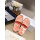 Dior Dway Slides In Bright Orange Toile de Jouy Embroidered Cotton