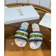 Dior Dway Slides In White Multicolor D-Constellation Embroidered Cotton