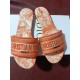 Dior Dway Slides In Bright Orange Toile de Jouy Embroidered