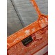 Dior Medium Book Tote Bag In Fluorescent Orange Toile de Jouy Reverse Embroidery