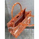 Dior Medium Book Tote Bag In Fluorescent Orange Toile de Jouy Reverse Embroidery