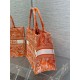 Dior Medium Book Tote Bag In Fluorescent Orange Toile de Jouy Reverse Embroidery