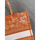 Dior Medium Book Tote Bag In Fluorescent Orange Toile de Jouy Reverse Embroidery