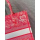 Dior Medium Book Tote Bag In Fluorescent Pink Toile de Jouy Reverse Embroidery