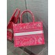 Dior Medium Book Tote Bag In Fluorescent Pink Toile de Jouy Reverse Embroidery