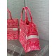 Dior Medium Book Tote Bag In Fluorescent Pink Toile de Jouy Reverse Embroidery