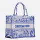 Dior Medium Book Tote Bag In Blue Transparent Toile de Jouy Canvas