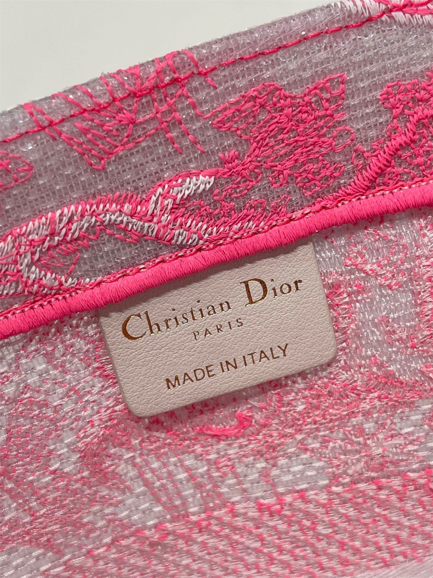 Dior Medium Book Tote Bag In Pink Transparent Toile de Jouy Canvas