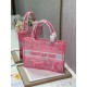 Dior Medium Book Tote Bag In Pink Transparent Toile de Jouy Canvas