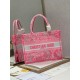 Dior Medium Book Tote Bag In Pink Transparent Toile de Jouy Canvas