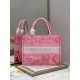 Dior Medium Book Tote Bag In Pink Transparent Toile de Jouy Canvas