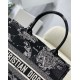 Dior Medium Book Tote Bag In Black Toile de Jouy Zodiac Embroidery