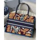 Dior Medium Book Tote Bag In Blue Multicolor Dior Paisley Embroidery