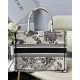 Dior Medium Book Tote Bag In White Toile de Jouy Zodiac Embroidery