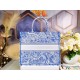 Dior Large Book Tote Bag In Blue Transparent Toile de Jouy Canvas