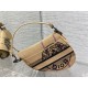 Dior Saddle Bag In Beige Jute Canvas with Dior Union Motif