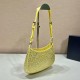 Prada Cleo Bag In Yellow Satin with Cystal Appliques