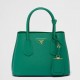 Prada Double Mini Bag In Green Saffiano Leather