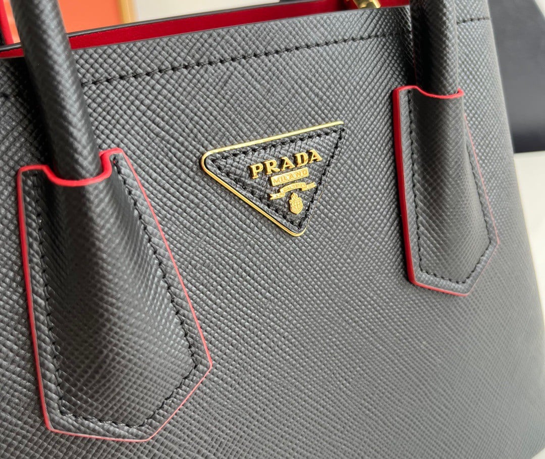 Prada Double Mini Bag In Black Saffiano Leather