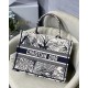 Dior Medium Dior Book Tote Bag In Blue Toile de Jouy Palms Embroidery