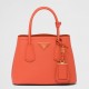 Prada Double Mini Bag In Orange Saffiano Leather