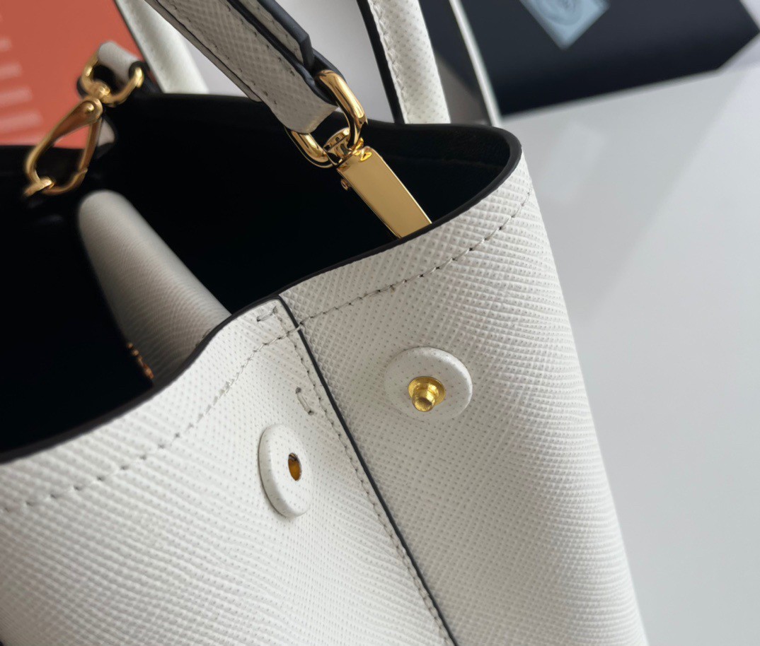 Prada Double Mini Bag In White Saffiano Leather