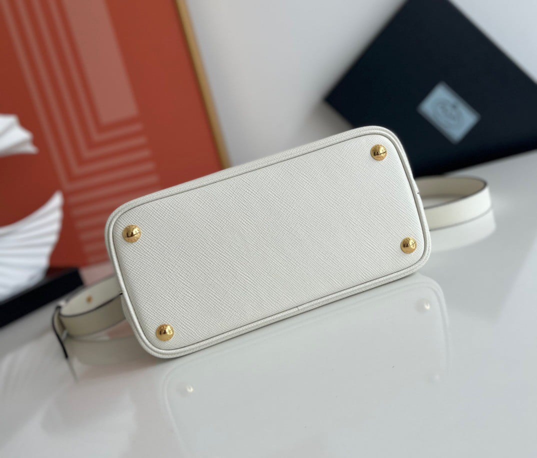 Prada Double Mini Bag In White Saffiano Leather