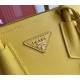 Prada Double Mini Bag In Yellow Saffiano Leather