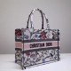 Dior Medium Book Tote Bag In Multicolor Rosa Mutabilis Embroidery