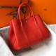 Hermes Garden Party 30 Bag In Red Clemence Leather