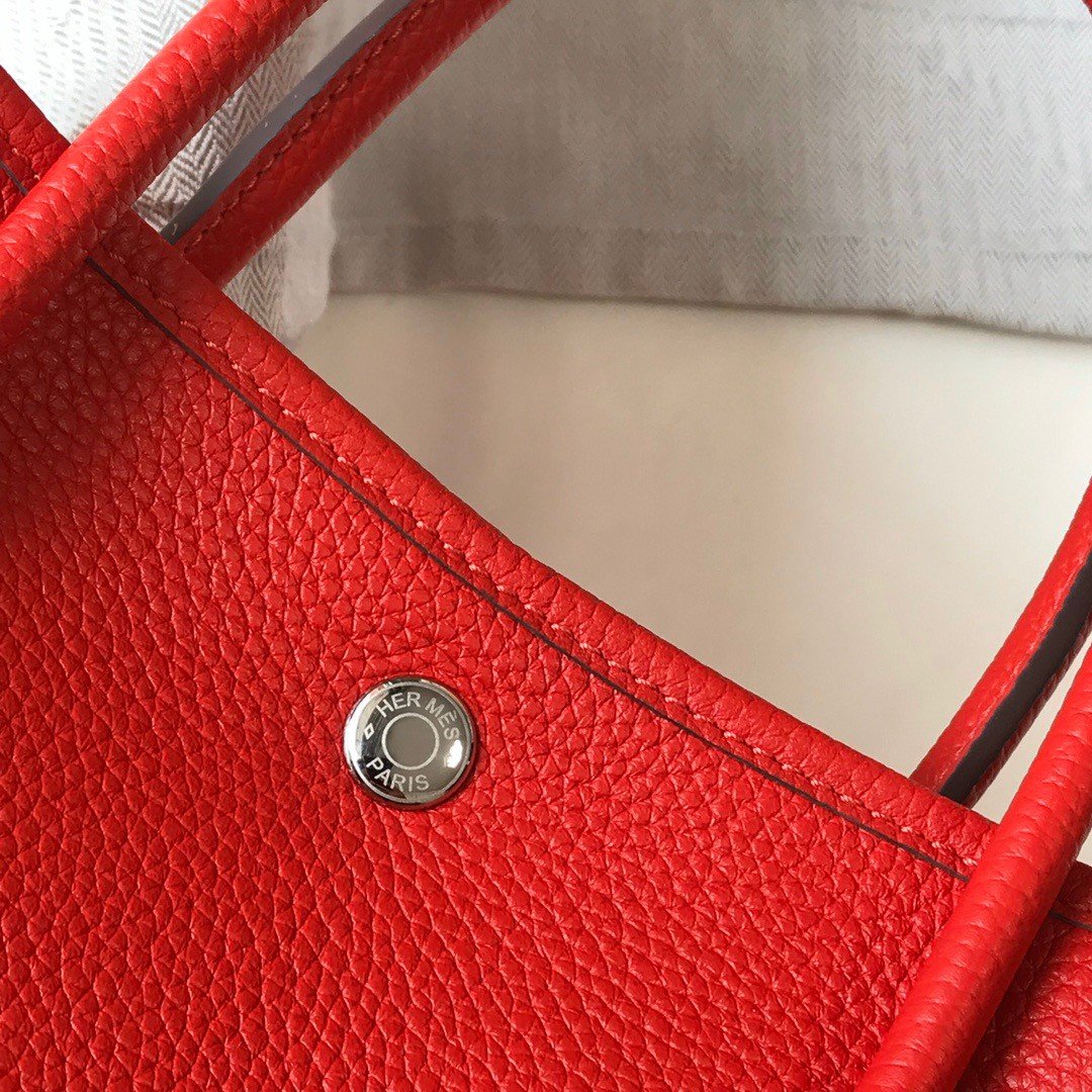 Hermes Garden Party 30 Bag In Red Clemence Leather