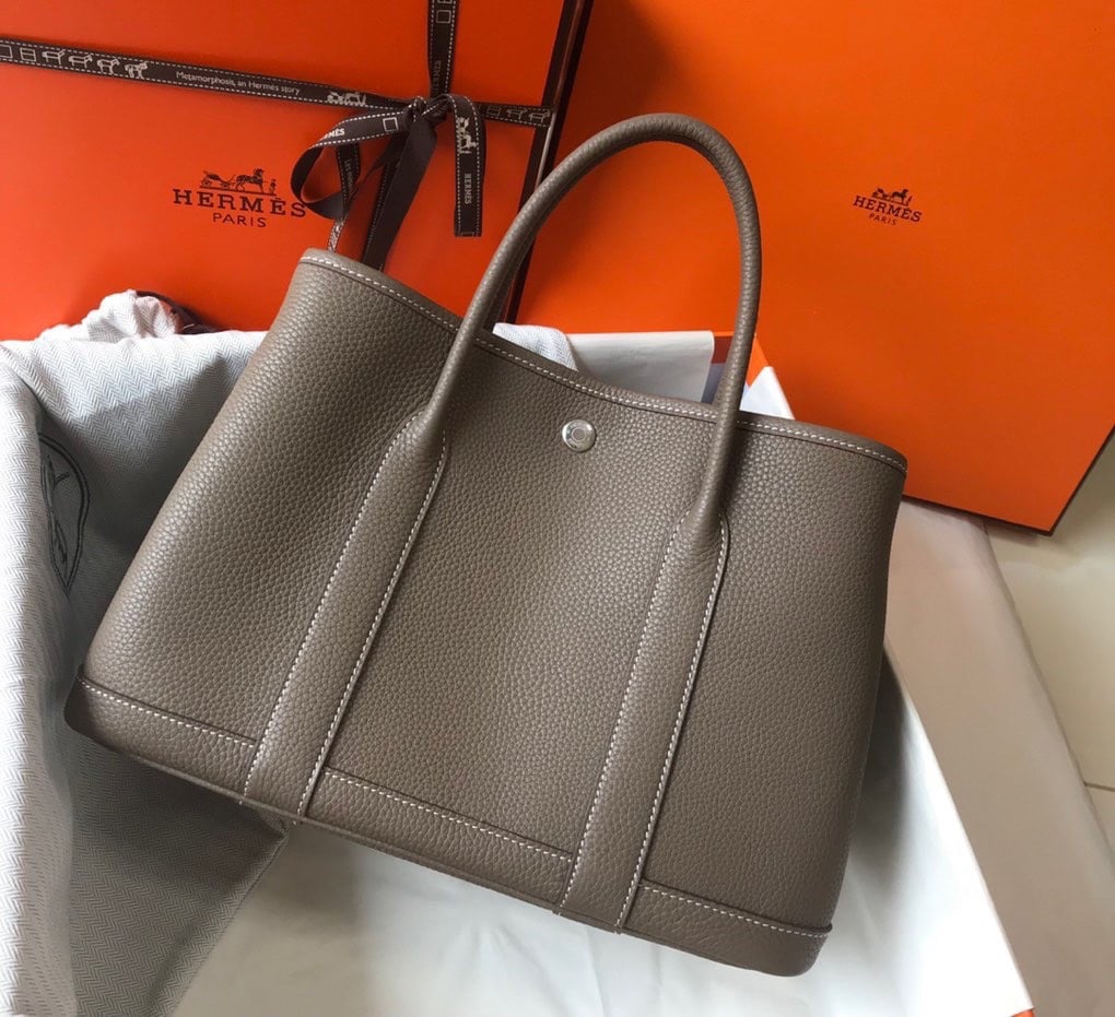 Hermes Garden Party 30 Bag In Taupe Clemence Leather