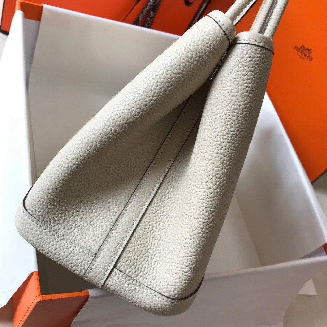 Hermes Garden Party 30 Bag In Beton Clemence Leather