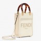 Fendi Mini Sunshine Shopper Bag In White Leather