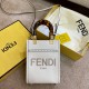 Fendi Mini Sunshine Shopper Bag In White Leather