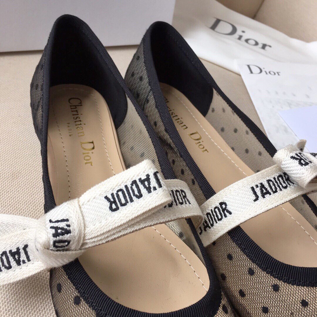 Dior Miss J'Adior Ballerina Flats In Dotted Swiss Tulle