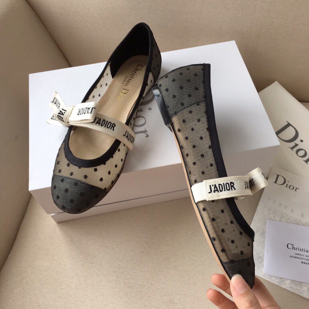 Dior Miss J'Adior Ballerina Flats In Dotted Swiss Tulle